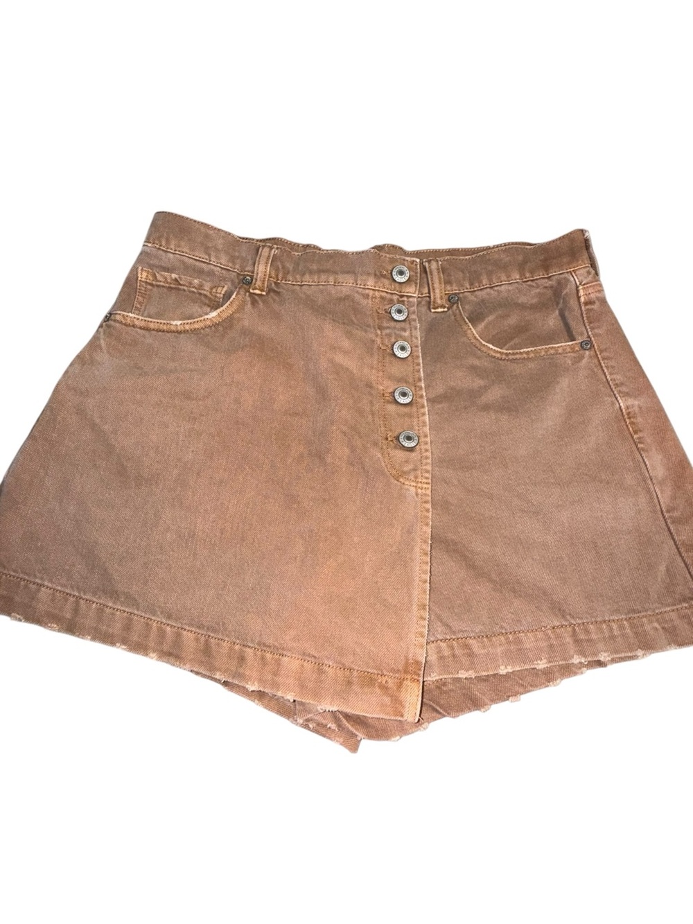 American Eagle Outfitters Brown Button-Front Denim Skort Shorts